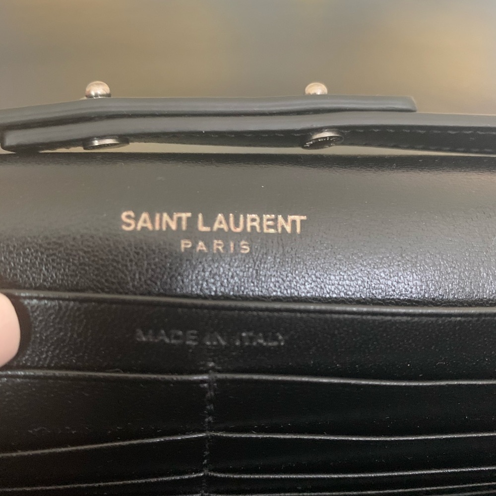 Saint Laurent Polka Dot Floral Monogram WOC - Picture 10 of 11